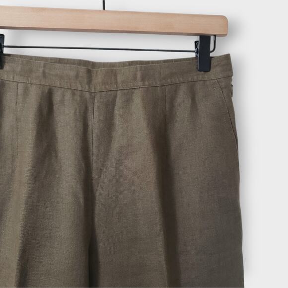 Talbots Petites Irish Linen Trouser Pants Green Sz 8P Straight Leg Career Work - Picture 4 of 10